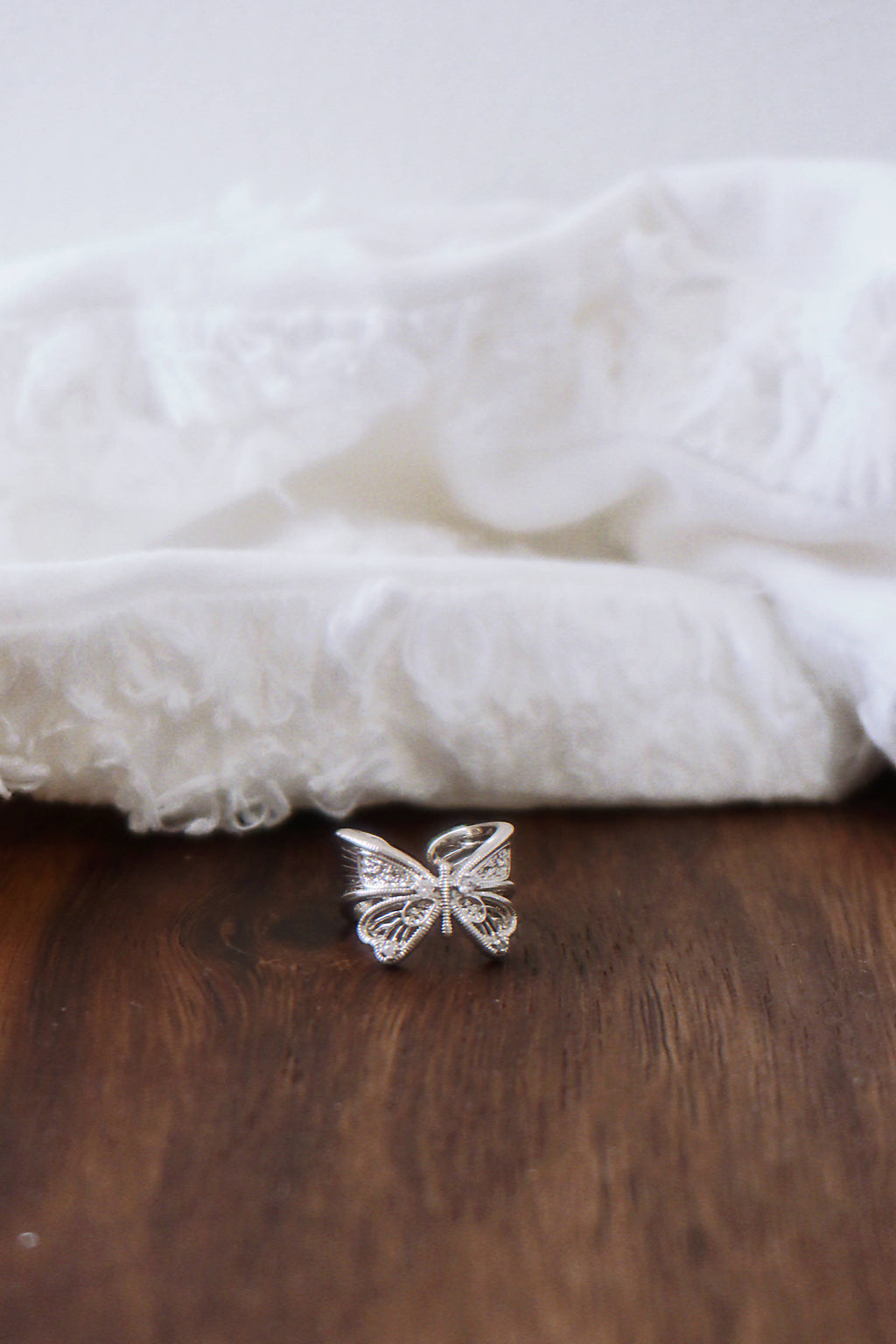The Dreaming Butterfly. Vintage-style Openwork Antique Silver Ring