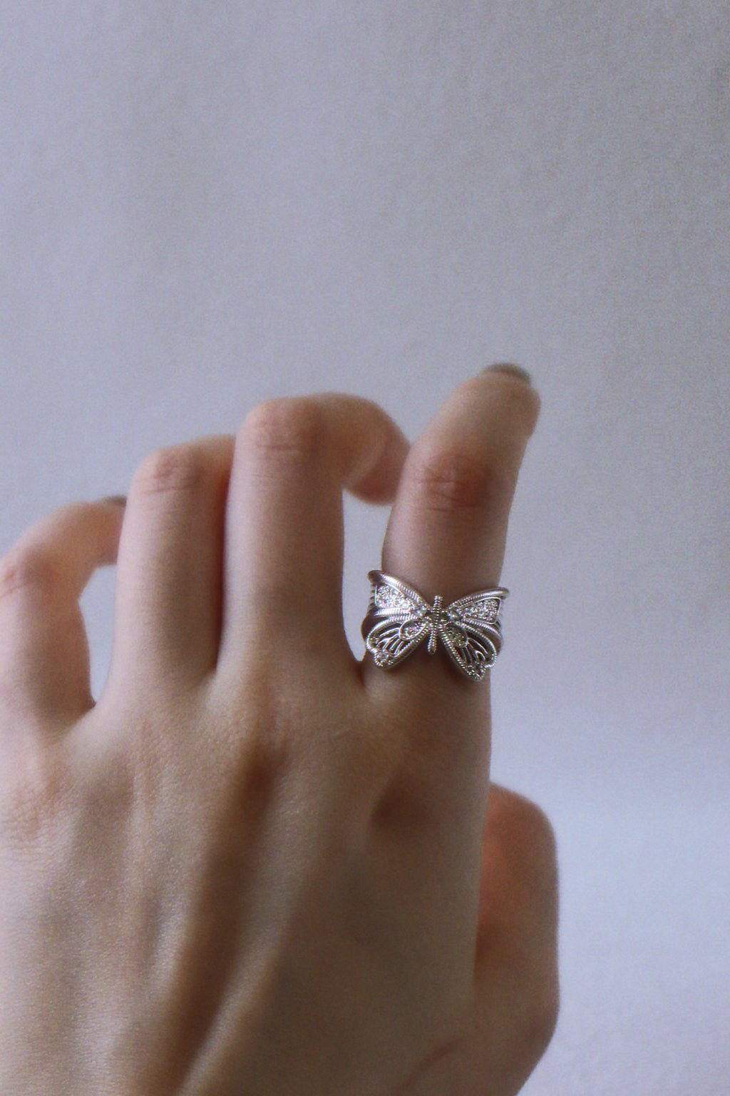 The Dreaming Butterfly. Vintage-style Openwork Antique Silver Ring