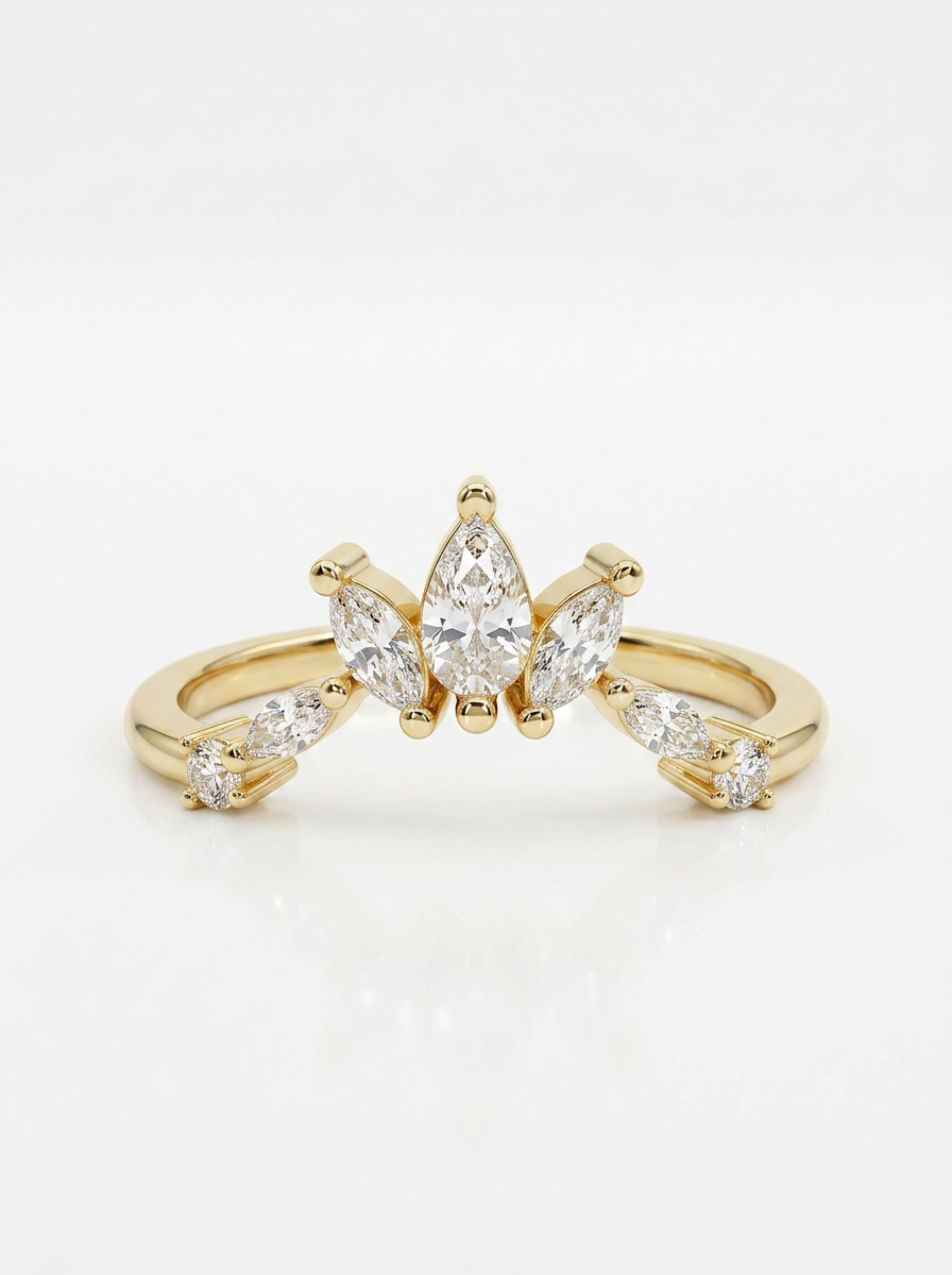 The Sovereign Trinity: The Crown — Gold Plated Eco-Brass Marquise Cubic Zirconia Ring