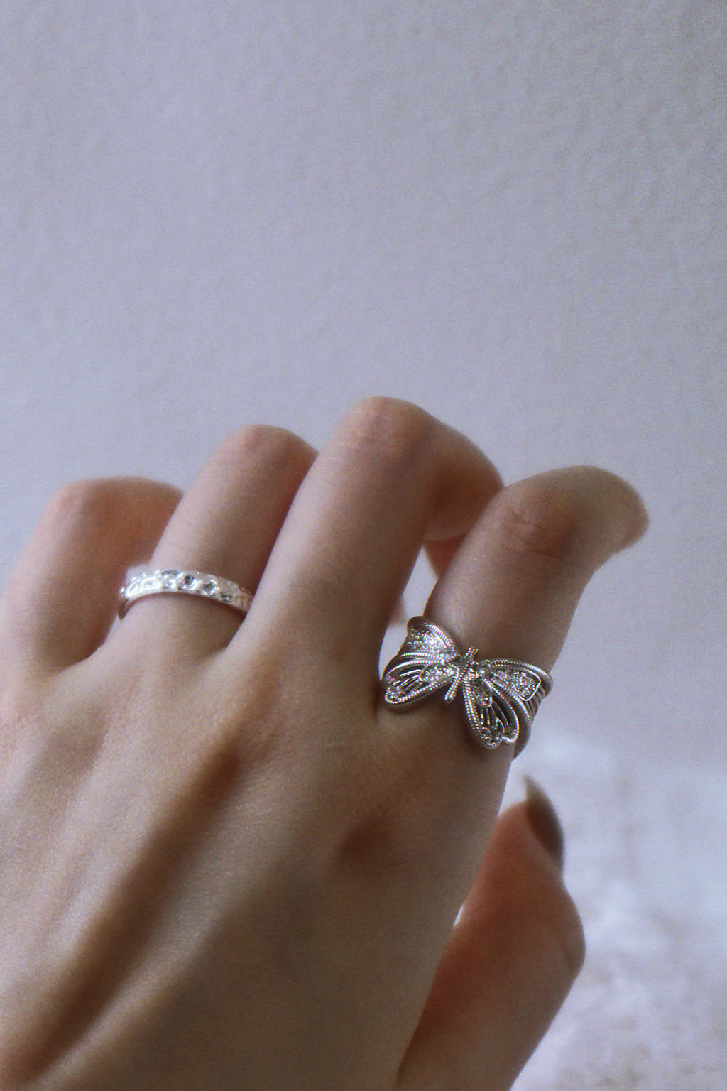 The Dreaming Butterfly. Vintage-style Openwork Antique Silver Ring
