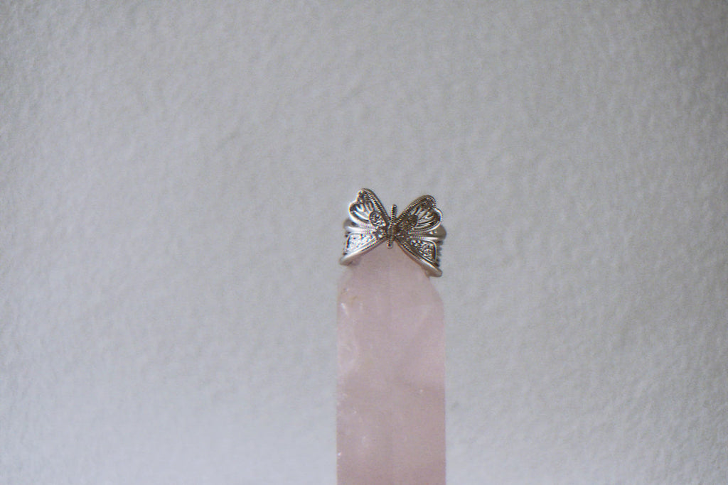 The Dreaming Butterfly. Vintage-style Openwork Antique Silver Ring