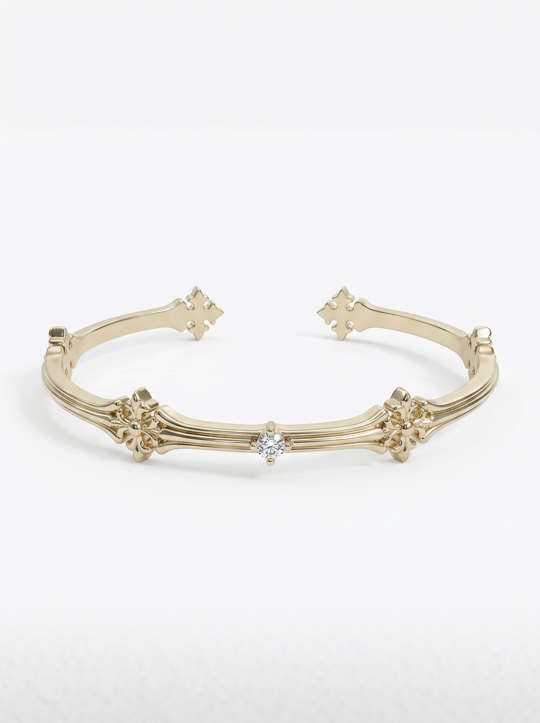 The Golden Iris – Architectural Cuff Bangle in 18K Gold Plated Eco Brass