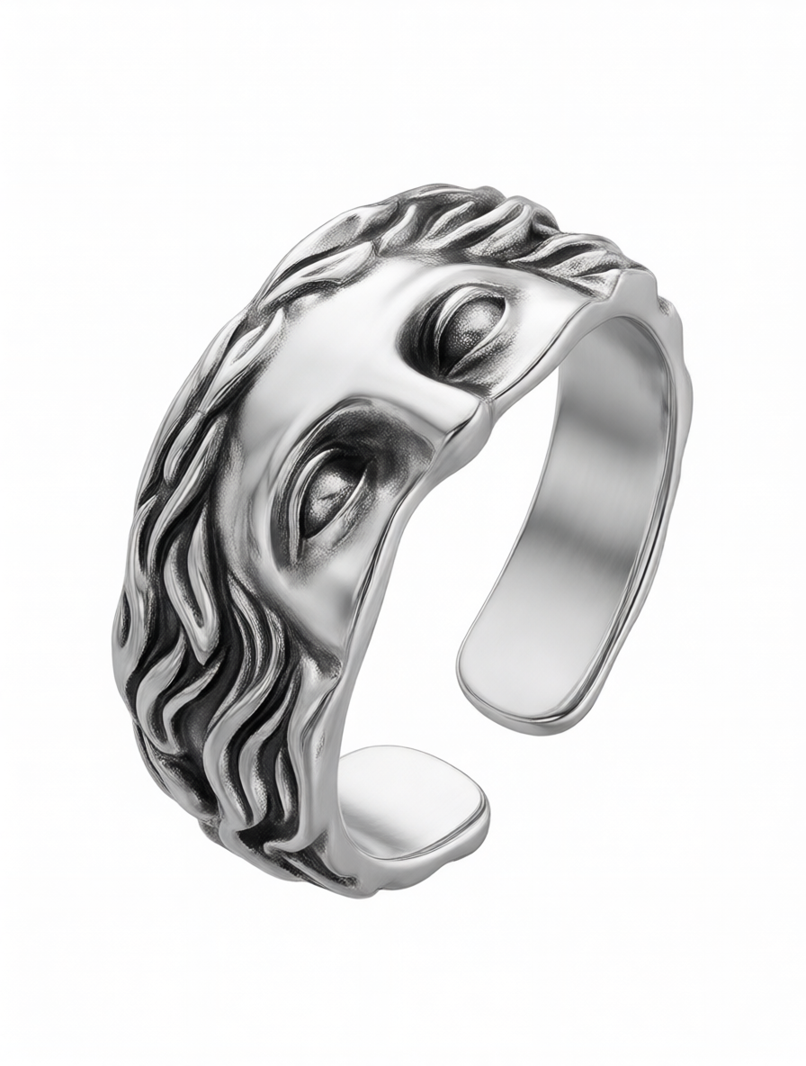 The Gaze. Vintage Brass Classical Face Open Ring