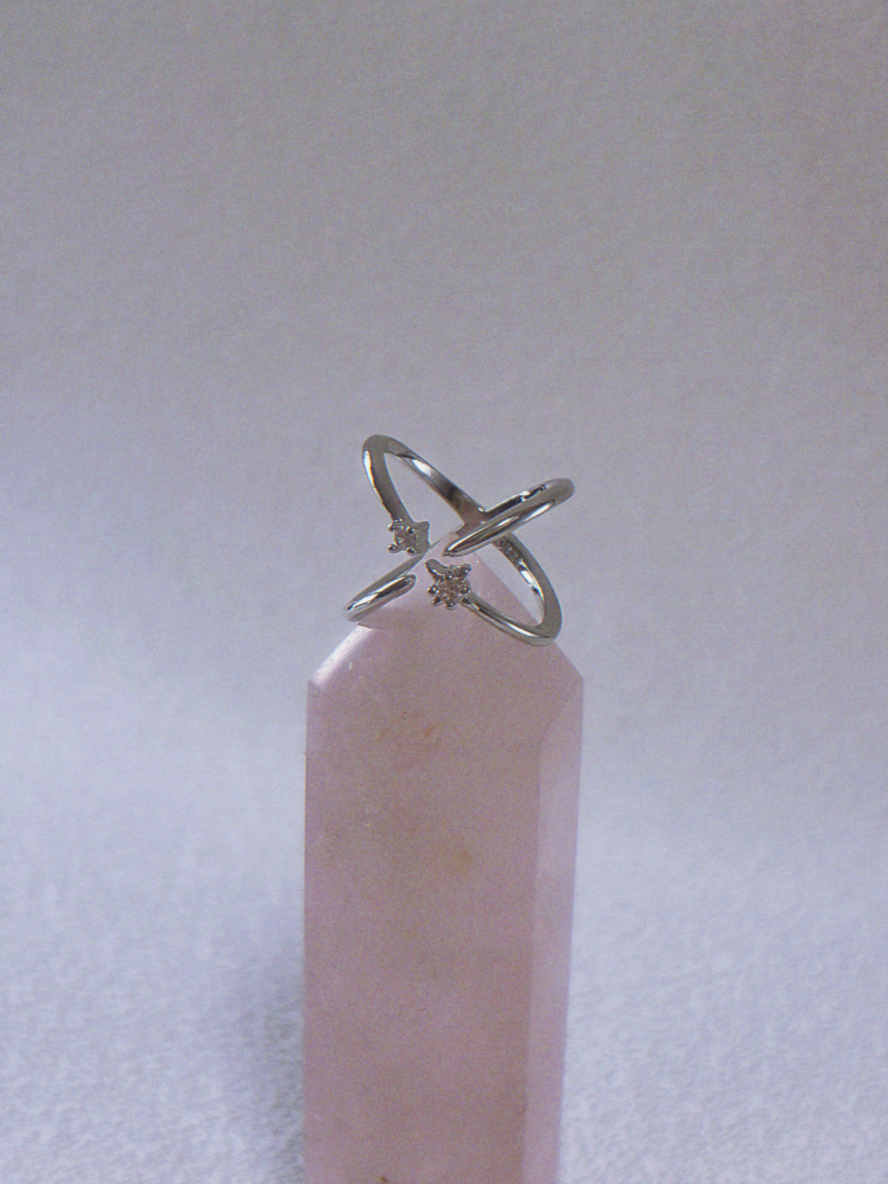Silver ring with a small diamond