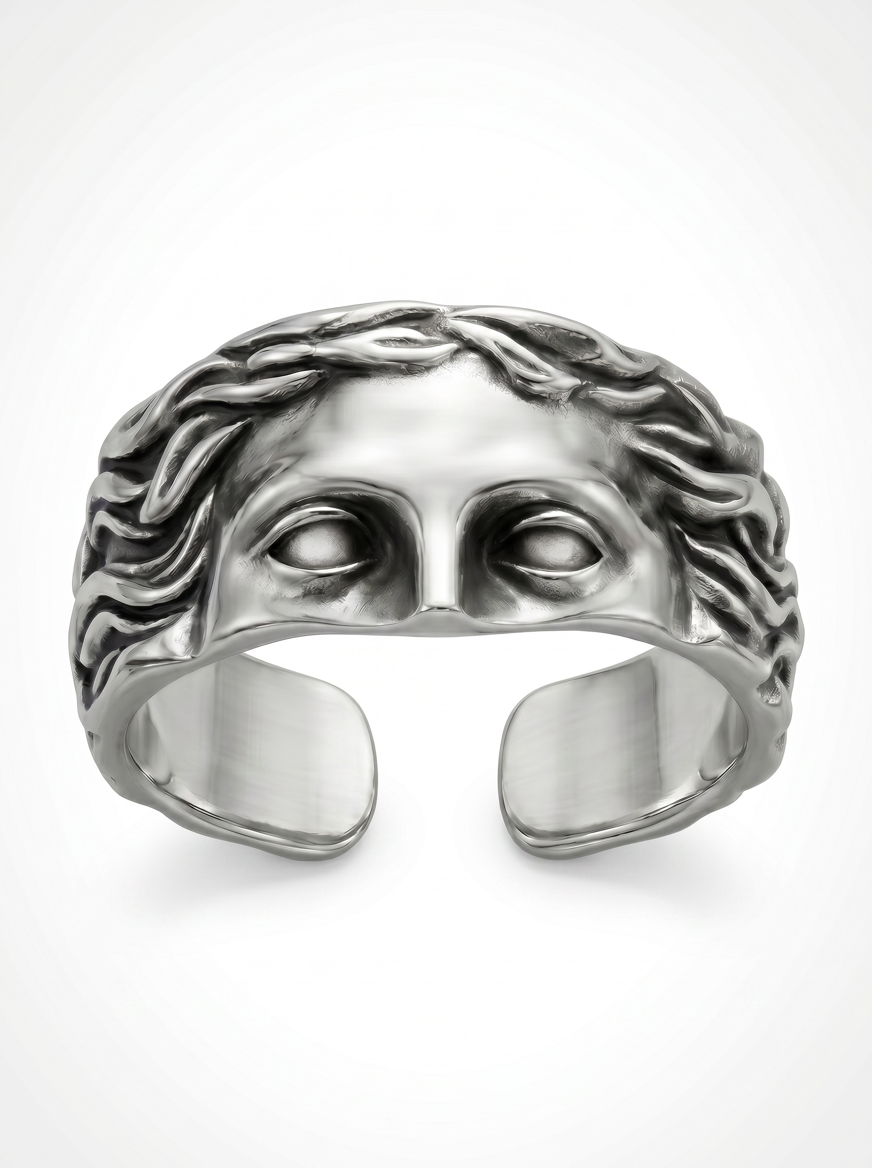 The Gaze. Vintage Brass Classical Face Open Ring
